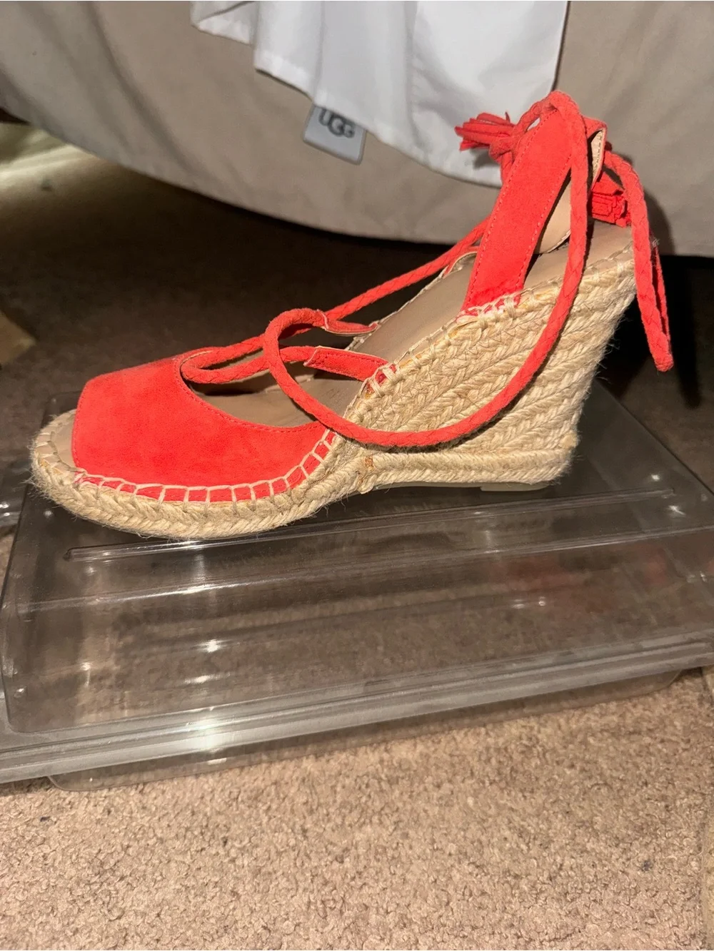 Merona Red Lace-Up Espadrille Sandals